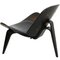 Vintage Black Shell Chair in Black Leather by Hans Wegner, 2000s, Image 6