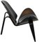 Schwarzer Vintage Shell Chair aus schwarzem Leder von Hans Wegner, 2000er 2
