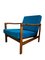 Mid-Century Armlehnstuhl aus blauem Samt von Zenon Bączyk, 1960er 5