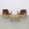 Safari Lounge Chairs in Leather with Coffee Table by Carl Heinz Bergmiller for Escriba Brazil, 1970s, Set of 3, Image 1