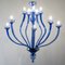 Lámpara de araña de cristal de Murano azul, años 50, Imagen 1