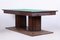 Czech Art Deco Dining Table in Oak, Copper Plating and Glass, 1930s 12