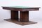 Czech Art Deco Dining Table in Oak, Copper Plating and Glass, 1930s, Image 12