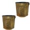 Vintage Brass Waste Paper Baskets with Engravings, Set of 2 1