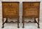 French Walnut and Burl Nightstands with Drawer, 1940, Set of 2 1