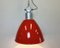 Lámpara de fábrica industrial grande pintada de rojo de Elektrosvit, años 60, Imagen 13