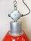 Large Industrial Red Painted Factory Lamp from Elektrosvit, 1960s, Image 3