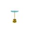 Pina High Aqua Blue Brass Side Table by Pulpo 2