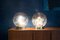 Lampade da tavolo Sputnik vintage sferiche in vetro di Doria, set di 2, Immagine 1