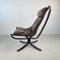 Vintage Brown Leather High Backed Falcon Chair by Sigurd Resell, Image 7