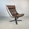 Brauner Vintage Falcon Chair aus Leder mit hoher Rückenlehne von Sigurd Resell 1