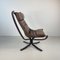 Brauner Vintage Falcon Chair aus Leder mit hoher Rückenlehne von Sigurd Resell 9