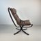 Vintage Brown Leather High Backed Falcon Chair by Sigurd Resell 9