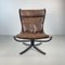 Brauner Vintage Falcon Chair aus Leder mit hoher Rückenlehne von Sigurd Resell 2