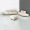 Italian Space Age Modern Modular Sofa in White-Beige Fabric with Pouf, 1970s, Set of 6 2