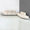 Italian Space Age Modern Modular Sofa in White-Beige Fabric with Pouf, 1970s, Set of 6 3