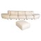 Italian Space Age Modern Modular Sofa in White-Beige Fabric with Pouf, 1970s, Set of 6 1