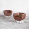 Tulip Swivel Club Chairs in Brown Leather from B&b Italia / C&b Italia, Set of 2 4