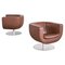 Tulip Swivel Club Chairs in Brown Leather from B&b Italia / C&b Italia, Set of 2 1