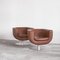 Tulip Swivel Club Chairs in Brown Leather from B&b Italia / C&b Italia, Set of 2 2