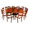 Vintage Oval Flame Mahogany Jupe Dining Table & Chairs, 1960s, Set of 13 1