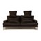 Clarus 2-Sitzer Sofa aus dunkelbraunem Leder von FSM 3
