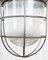 Lámpara colgante industrial de vidrio y hierro fundido, Polonia, años 50, Imagen 3