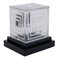 Art Deco Table Desk Clock with Cubist Glass Case by P.M. Favre, 1930s, Image 6