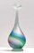 Green, Blue and Pink Etched Murano Glass Single Flower Vase, Italy, 1970s 1