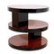 Art Deco French Round Mahogany Side Table with Black Lacquer with Three Levels, 1930s 3
