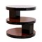 Art Deco French Round Mahogany Side Table with Black Lacquer with Three Levels, 1930s 4