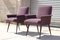 Fauteuils Mid-Century en Velours Violet et Corduroy, 1950s, Set de 2 1