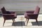 Mid-Century Violet Velvet & Corduroy Armchairs, 1950s, Set of 2, Image 7