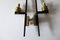 Tall Italian Black Iron, Brass & Opaline Glass Wall Lights, 1950s, Set of 2, Image 11