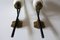 Tall Italian Black Iron, Brass & Opaline Glass Wall Lights, 1950s, Set of 2 5