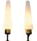 Tall Italian Black Iron, Brass & Opaline Glass Wall Lights, 1950s, Set of 2, Image 14