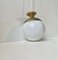 Vintage Italian Modern Pendant Lamp in Opal Glass Glass and Brass, 1960s 1