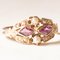 Vintage 14k Yellow Gold Ring with Amethysts and White Beads, 1950s, Image 8