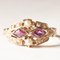 Vintage 14k Yellow Gold Ring with Amethysts and White Beads, 1950s 1