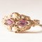 Vintage 14k Yellow Gold Ring with Amethysts and White Beads, 1950s 2