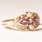 Vintage 14k Yellow Gold Ring with Amethysts and White Beads, 1950s 7