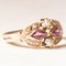 Vintage 14k Yellow Gold Ring with Amethysts and White Beads, 1950s, Image 7