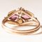 Vintage 14k Yellow Gold Ring with Amethysts and White Beads, 1950s 5