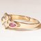 Vintage 8k Yellow Gold Flower Ring with White Glass Paste and Synthetic Rubies, 1960s 4