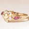 Vintage 8k Yellow Gold Flower Ring with White Glass Paste and Synthetic Rubies, 1960s, Image 3