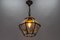 Mid-Century French Modern Octagonal Brass and Clear Glass Hanging Lantern, 1950s, Image 4