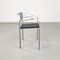 Italienische Stühle aus grauem Metall & schwarzem Leder, Fly Line Di Carrè zugeschrieben, 1990er, 3er Set 6