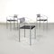 Italian Gray Metal and Black Leather Chairs attributed to Fly Line Di Carrè, 1990s, Set of 3, Image 2
