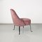 Italienischer Sessel aus rosa Samt & gebogenem Metall, 1950er 5