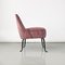 Italian Armchair in Pink Velvet and Curved Metal, 1950s 4